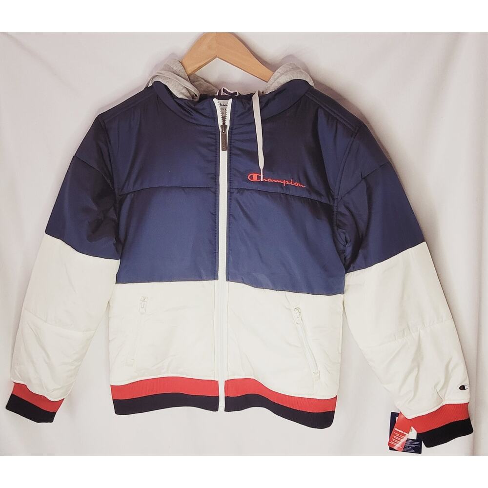 Champion- NWT Women's Red/White/Blue puffer coat- size Small